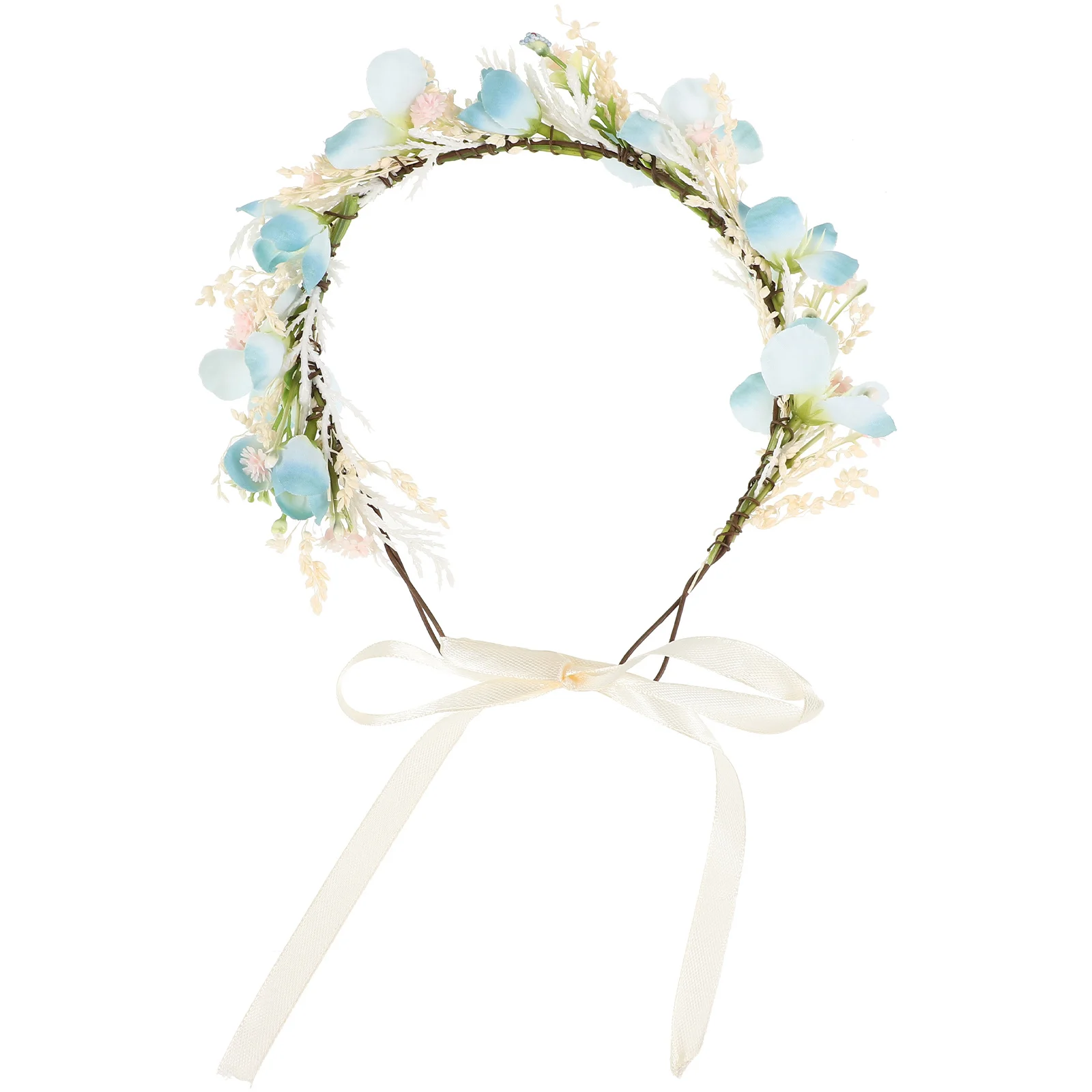 

Women Floral Headband Wedding Flower Garland Adjustable Bridal Bohemian Hair Accessory Festival Hair Decoration