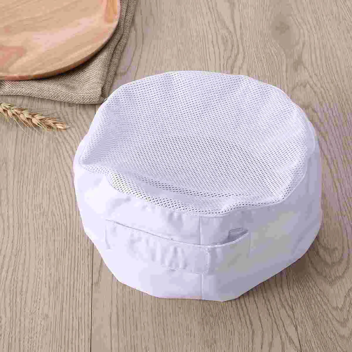 Sombrero de chef blanco, gorra de calavera profesional, parte superior de malla, sombrero de Catering transpirable, correa ajustable, poliéster suave para cocinar