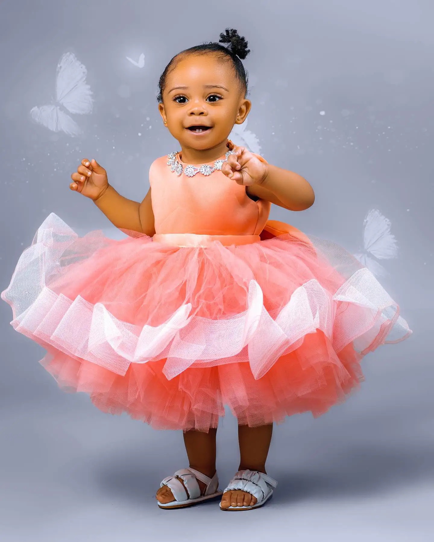 Vestido rosa de tul para niña de las flores, vestido de princesa con cuentas de cristal para fiesta de boda, cumpleaños de bebé, primera comunión