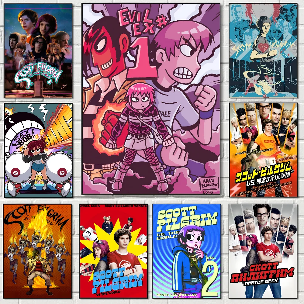 Vintage Movie Scott Pilgrim Vs. The World Anime Poster Poster Paper Print Home Living Room Bedroom Entrance Bar Restaurant Cafe