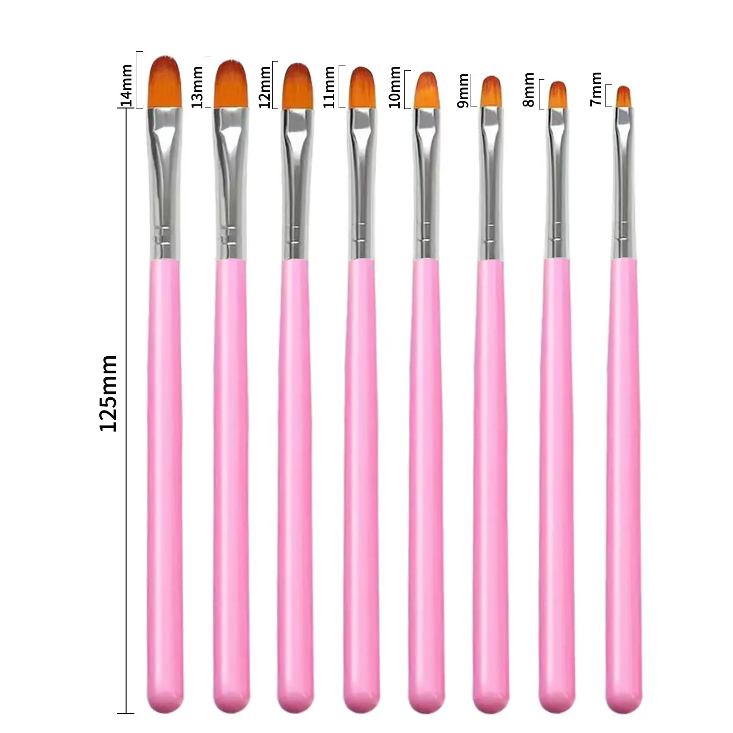 7/8PCS Oval Gel Nail Brush Set Professional Nylon Acrylic Brushes for Sculpting Builder Extension Gel Salon Home DIY Manicure