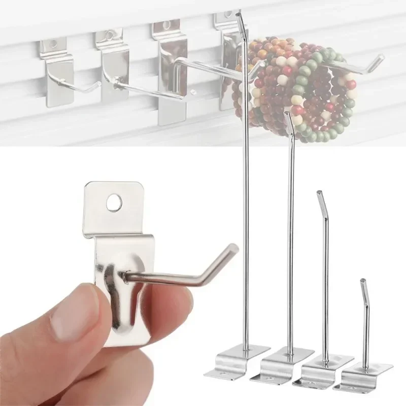 100pcs Metal Panel Holder Goods Shelf Storage Racks Retail Shop Peg Slatwall Hooks Heavy Duty Display Hooks