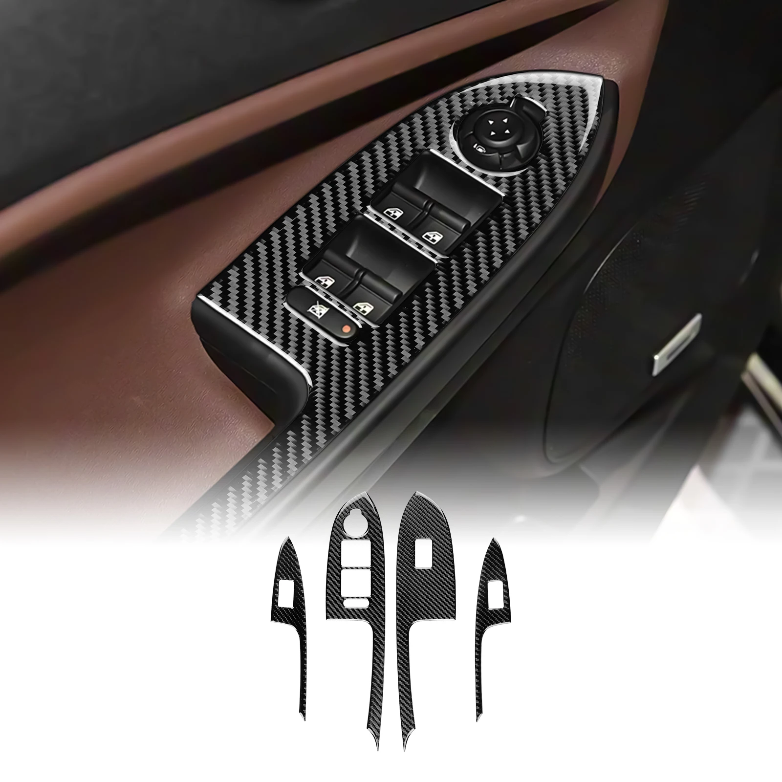 For Alfa Romeo Giulietta 940 2010 2011 2012 2013 2014 2015 2016 2017-2021 Window Lift Switch Panel Soft Carbon Fiber Sticker