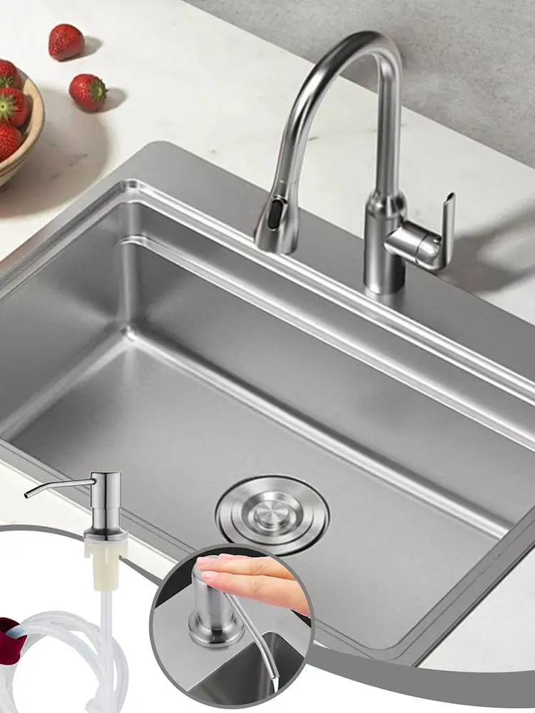 بالوعة موزع الصابون 304 حوض مطبخ ستنلس ستيل موزع الصابون إعادة الملء بالوعة المطبخ موزع الصابون منفذ رئيس موسع