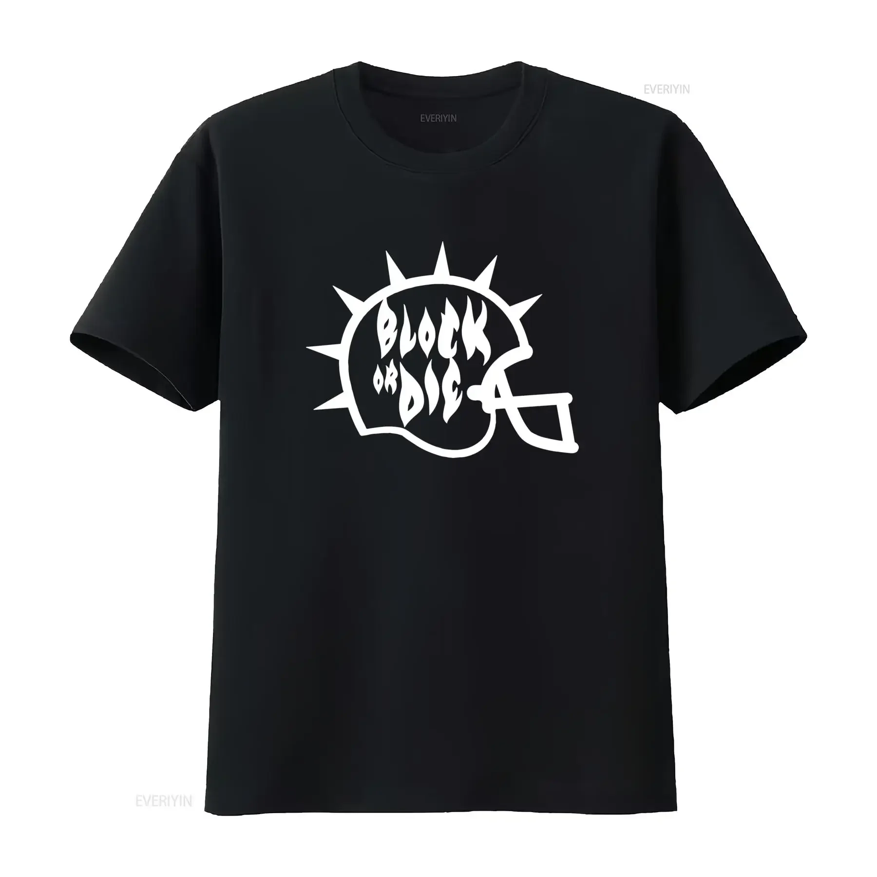 Men'S Casual Bloodbowl Helmet T Shirt Black with White Skull Cauldron Design Round Neck Summer Streetwear Gothic Rock vintage