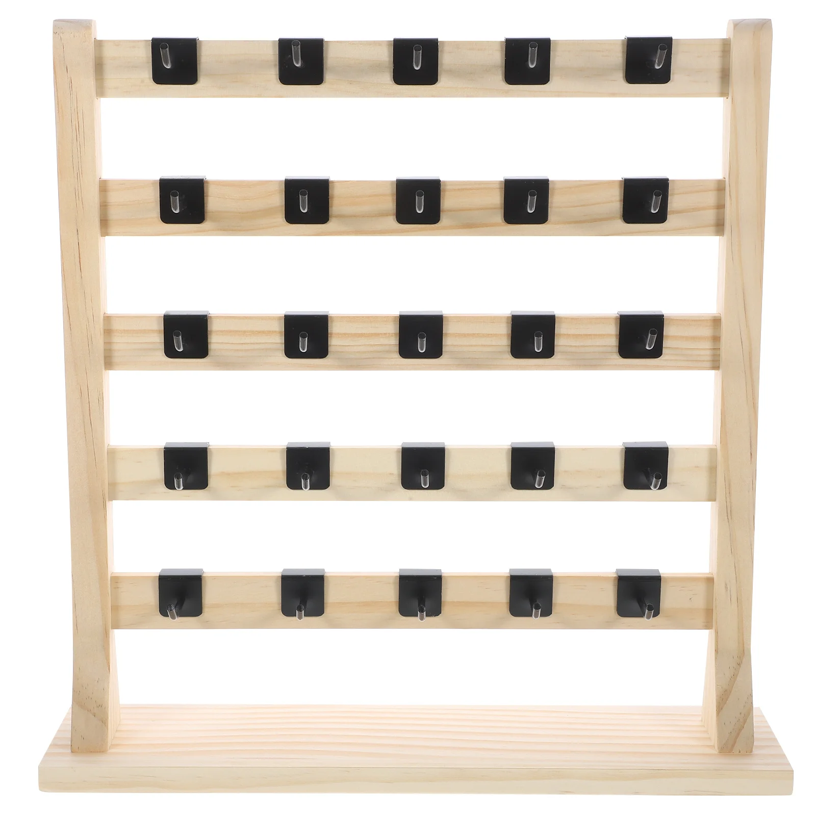 Wooden Jewelry Display Stand Detachable Hooks Adjustable Earring Necklace Bracelet Organizer Rack Display Stands for Craft Fairs