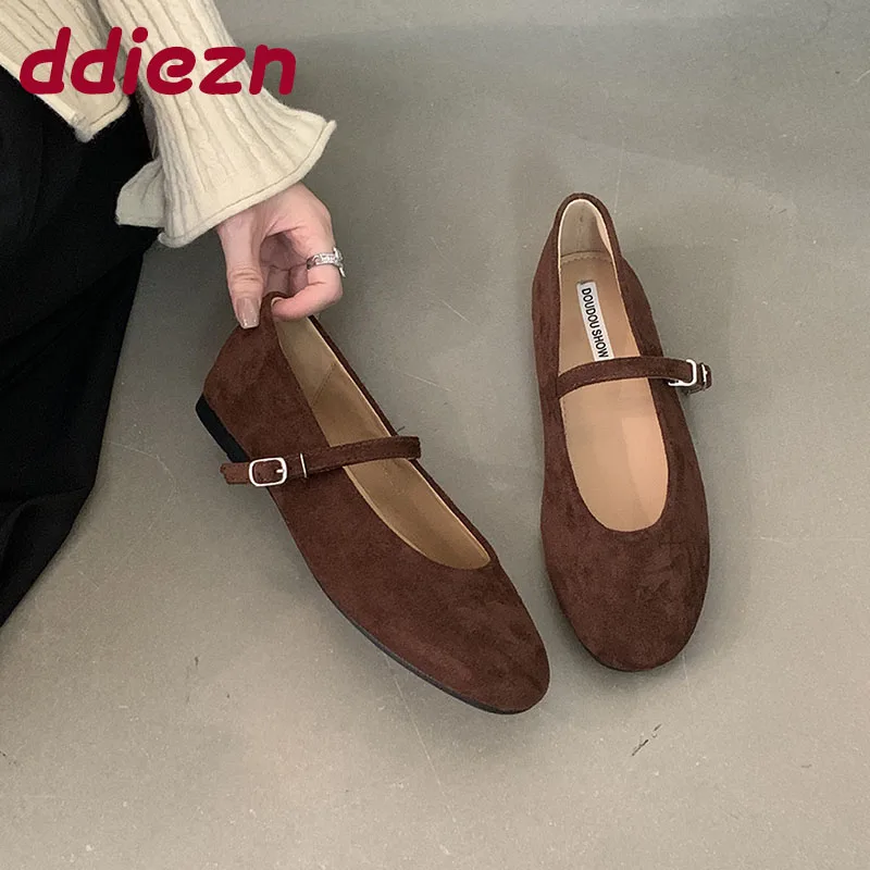 

Footwear Buckle Strap Ladies Flats Mary Janes Shoes Female Shallow Fashion Round Toe Women Ballet Flats Dance Shoes New 2025