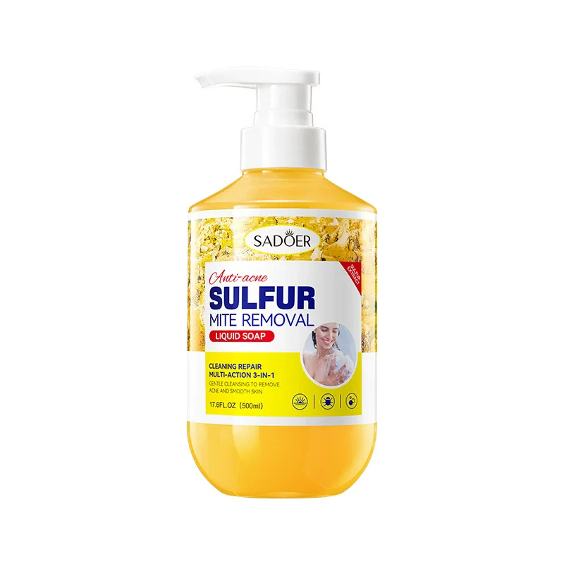 Gel de ducha para eliminación de ácaros en azufre, loción de ducha hidratante corporal para limpieza