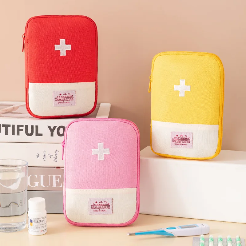 First Aid Kit Oxford Cloth Large Capacity Foldable Handheld Medicine Storage Bag Multi‑purpose Emergency Medical Pouch for Home