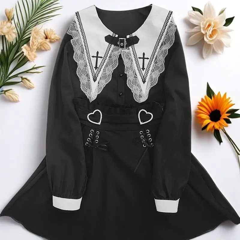 Jirai Kei Women Shirts Kawaii Lolita Y2K Cute Japanese Style Blouse Elegant Long Sleeve Sweet Tops Casual Aesthetic Shirt 2024