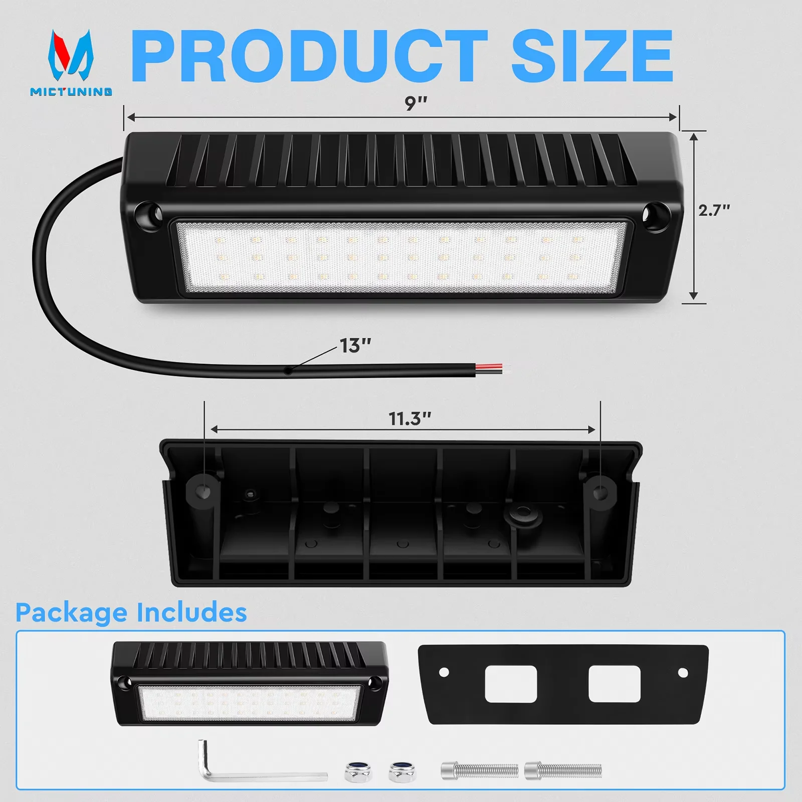 MICTUNING 9 Inch RV Porch Light,31W 2100LM White Yellow Lighting,Waterproof Outdoor Utility Awning Lights For Campers Marine