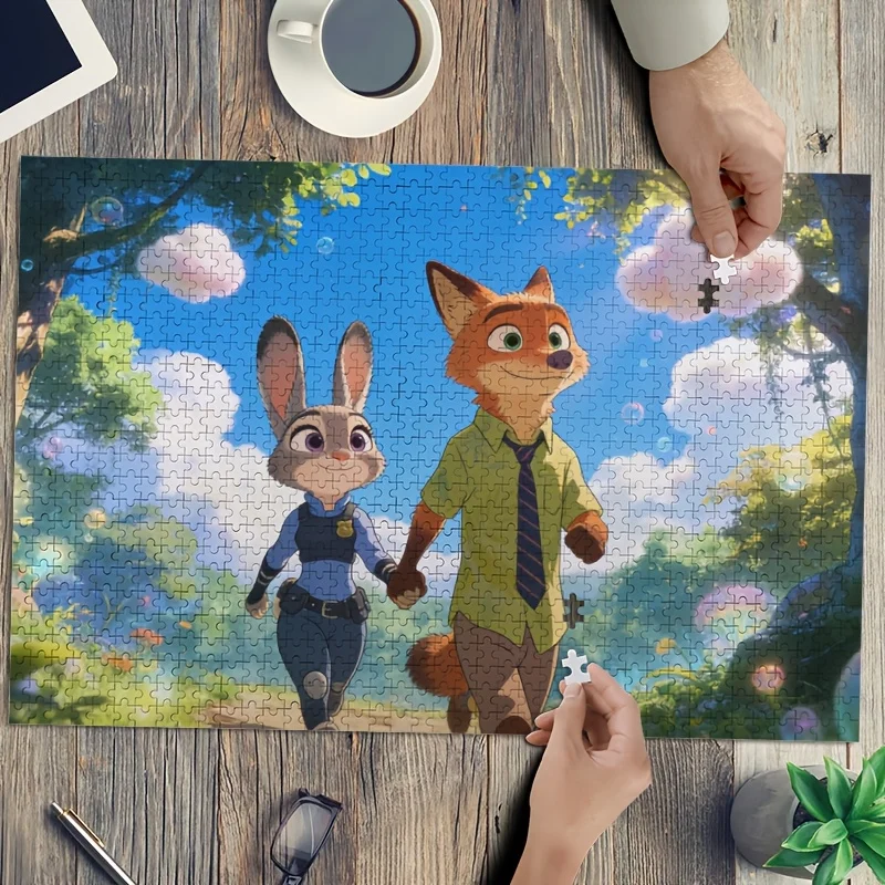 

1000pcs Disney Zootopia Judy & Nick Wilde Poster Puzzle - & Brain, Movie, / Family Gift Suitable for Bedroom,, Decor