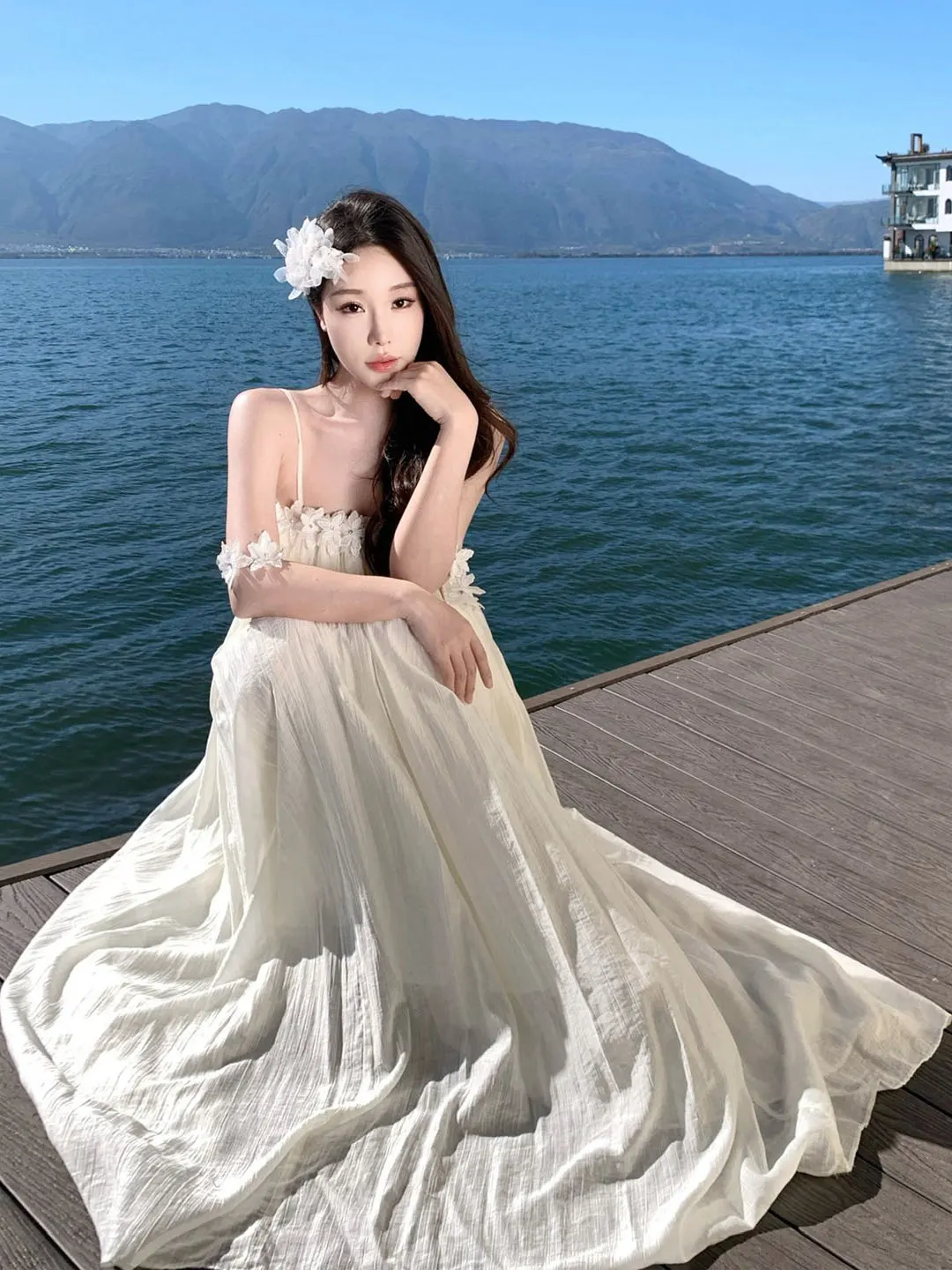 

Элегантная пляжная юбка-трапеция из мягкого шифона для летних фотосессий, с низкой эластичностью, А-силуэт