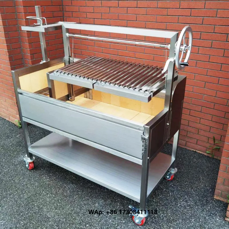 

53"Wood Charcoal Ratchet and Pawl Lift System Stainless Steel Firebricks Asado Parrilla/ Santa Maria / Argentine Grill GK1340CL