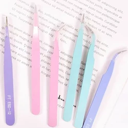 1/2pcs Stainless Steel Tweezer Straight and Curved Pointed Tweezers for Eyelash Extension Nail Sticker Rhinestones Gems Picker
