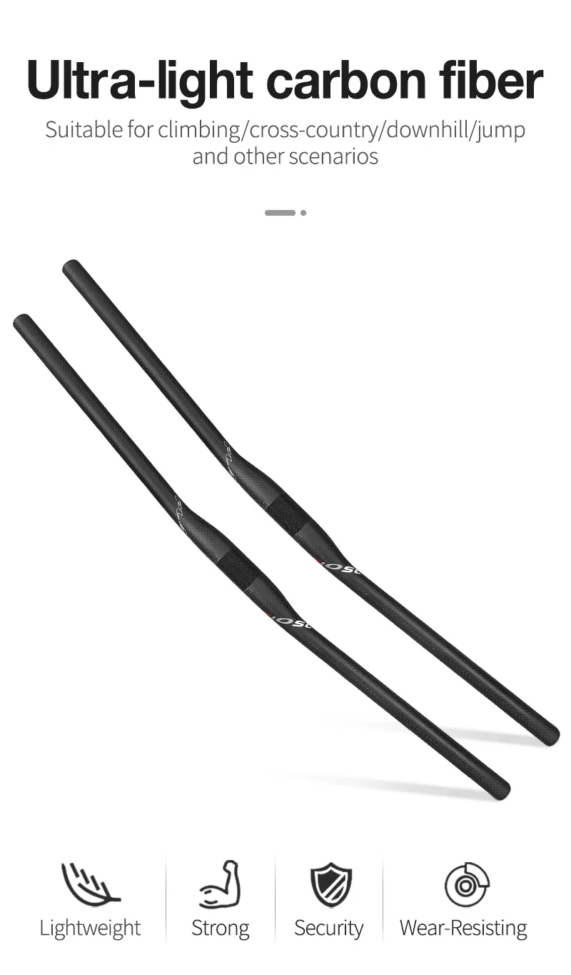3K Matte Frosted Carbon Fiber Mountainbike MTB Lenker 31,8 mm Durchmesser Benutzerdefinierte Länge Optionen 600 mm bis 740 mm – Detail 1