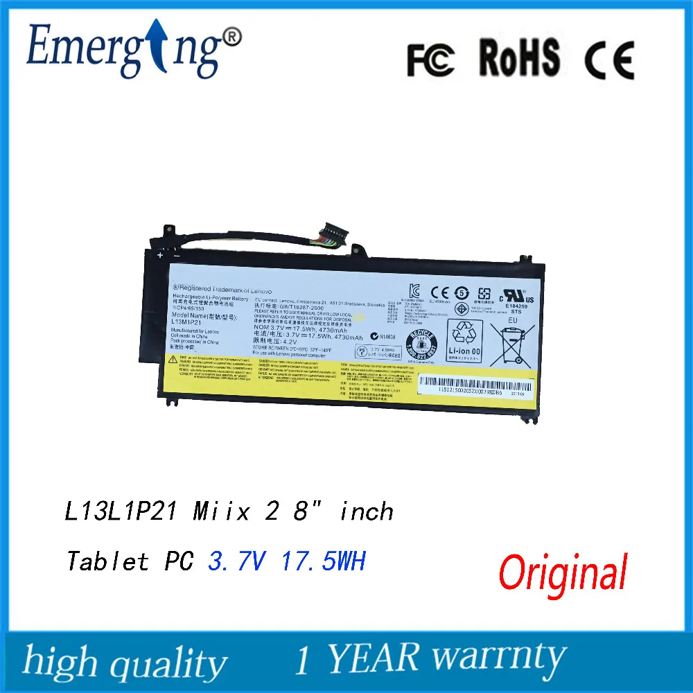 

3.7V 17.5Wh New Original Tablet Battery for Lenovo Miix 2 8" inch Tablet PC L13M1P21 L13L1P21