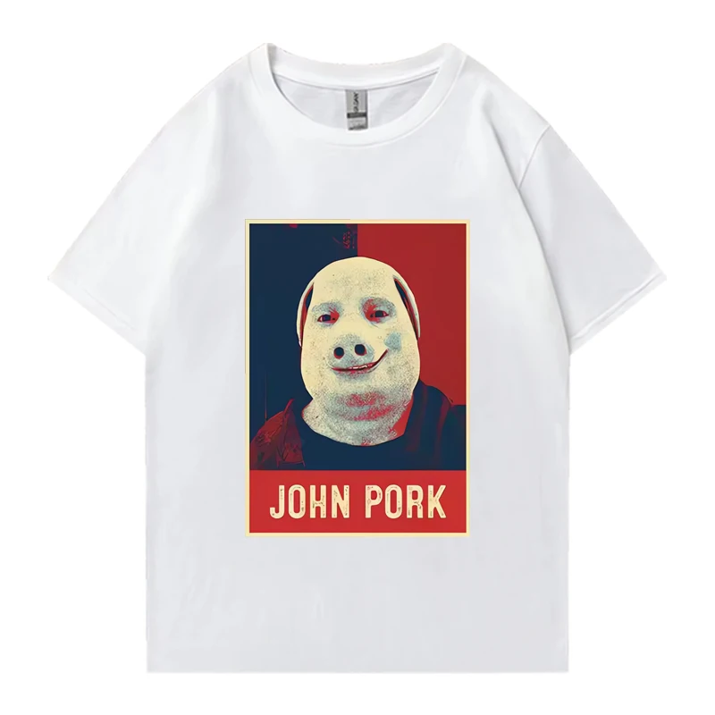 John Pork Is Calling Funny Answer Call Phone T-Shirt Humor Pig Meme Design Summer T Shirt Cute Animal Oversized O-Neck T-shirts