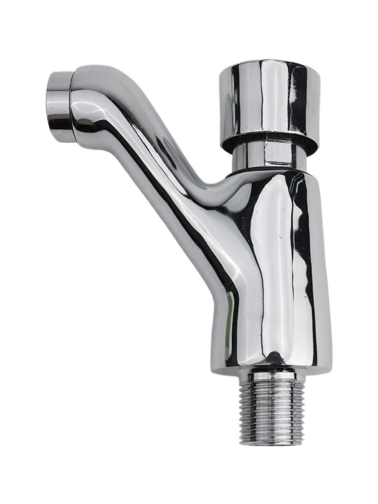 Brass Chrome Basin Self Closing Tap Reliable Single Lever Tap Durability Push Cold Water Supply Suitable Place