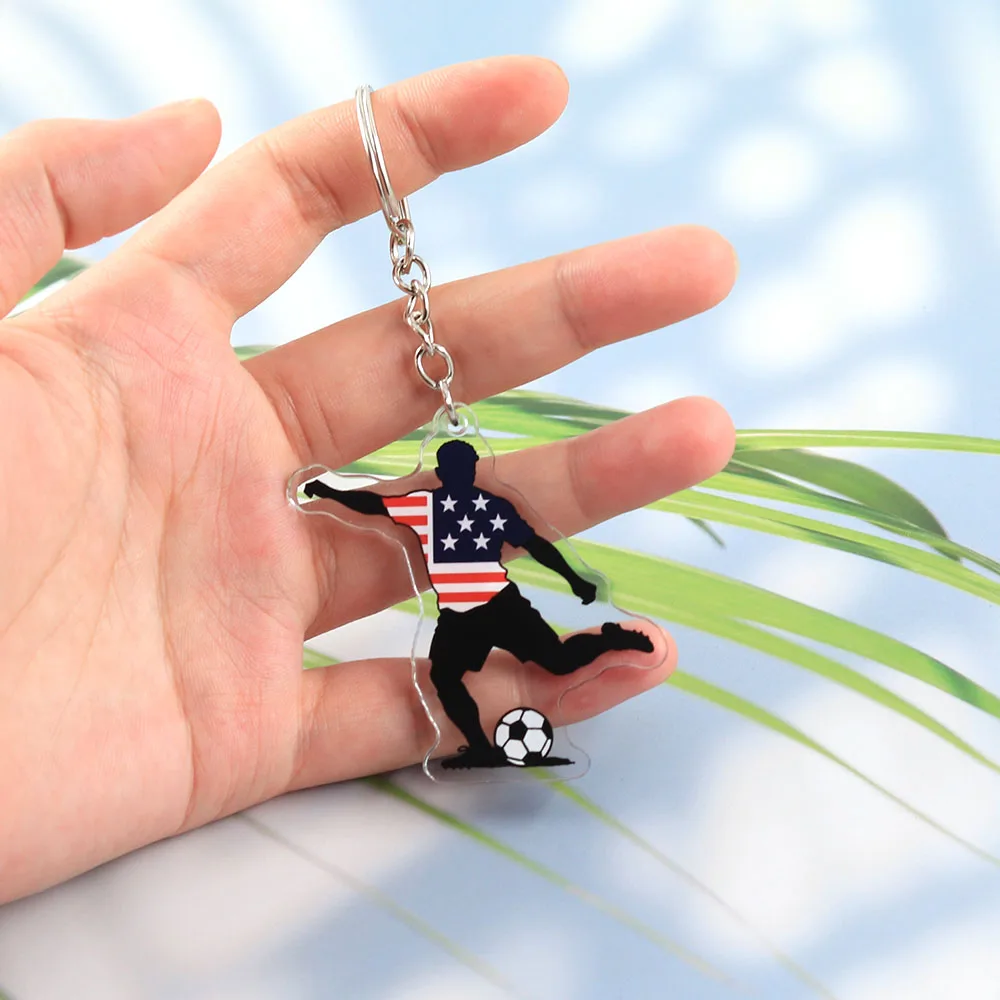 USA-Flagge Fußballspieler Acryl-Schlüsselanhänger USA 2026 Fußballstar Silhouette Schlüsselring Sportfan-Souvenir Taschenanhänger Schmuck Geschenk – Detail 4