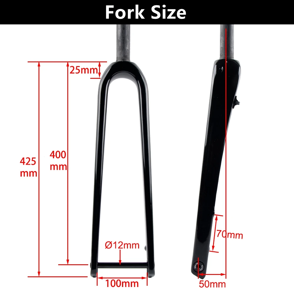 Bicycle Gravel Fork 700C Bike Road Fork Carbon Fiber Fork Max 45C Tire Thru Axle 12*100mm