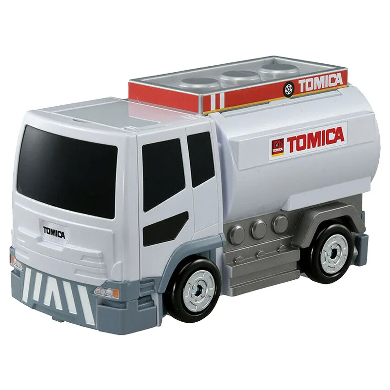 Original TAKARA TOMY Tomica Transform! Tank Truck Gas Station 1/?? Scale Diecast Playset with Simple Transformation Fun Collecti