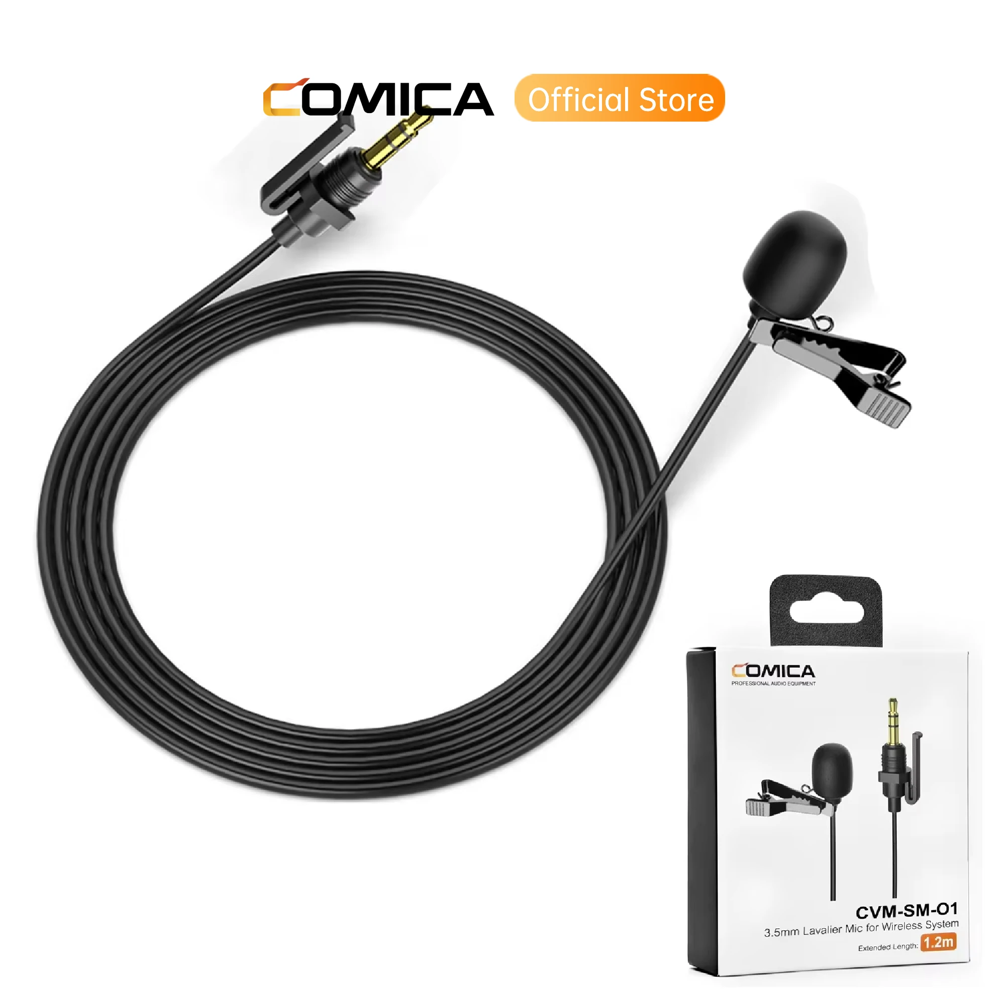 Comica CVM-SM-O1 microfone de lapela para microfone sem fio omnidirecional microfone de lapela com fio com fivela de travamento