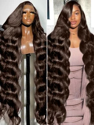 13x6 Chocolate Brown Body Wave Lace Front Wig HD Transparent 13x4 Lace Frontal Wig Human Hair Preplucked Colored Human Hair Wigs