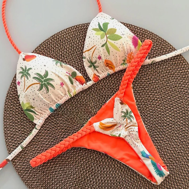 

Сексуальное треугольное бикини с пуш-ап, бразильский купальник, женские бикини с принтом, мягкий купальник, стринги, купальный костюм Maillot De Bain Femme