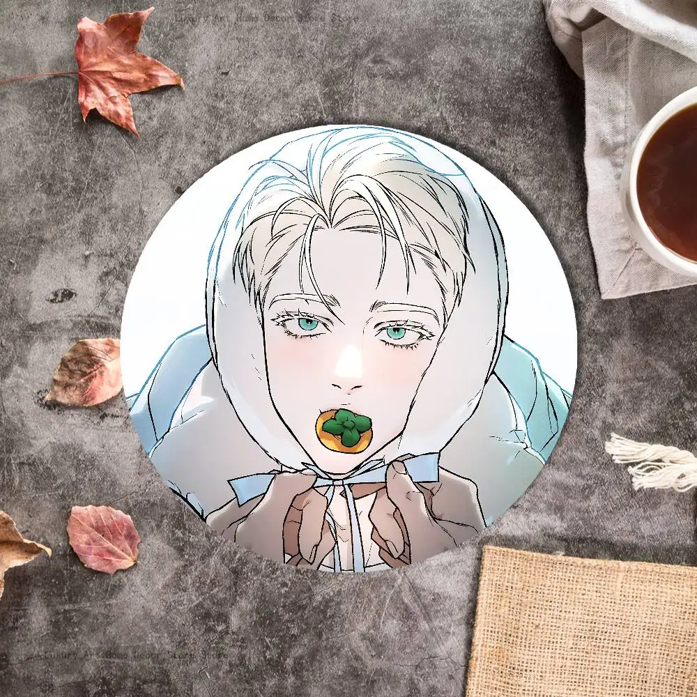 C-Codename A-Anastasia Heat Resistant Round Wooden Coasters Non-slip Drink Cafe Decoration 2D Flat Color Print Coasters 5