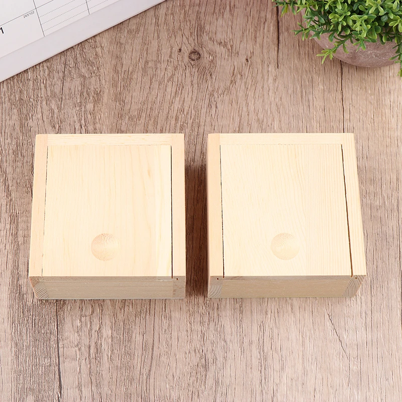 Wooden Box Unfinished Storage Box with Slide Top Natural Candlenut Card Keeper Wood Jewelry Box for Storage and Home Decoration