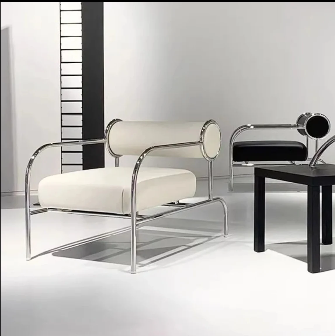 Living Room Modern Simple Italian Minimalist Stainless Steel Casual Single Sofa Chair