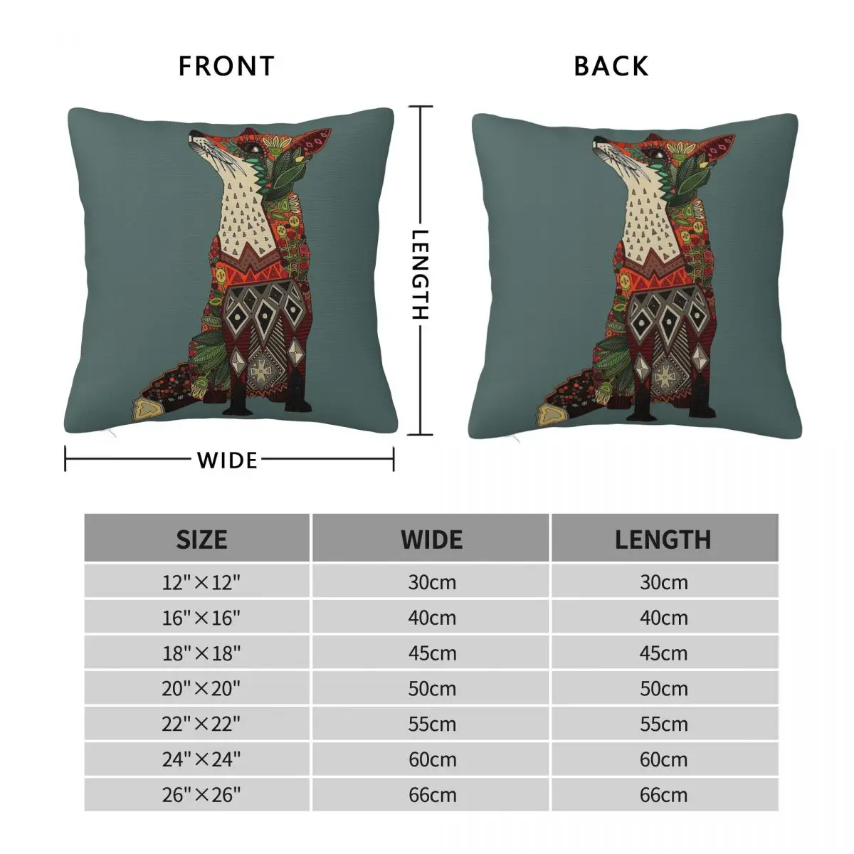 Fox Love Square Pillowcase Polyester Linen Velvet Pattern Zip Decor Sofa Cushion Cover