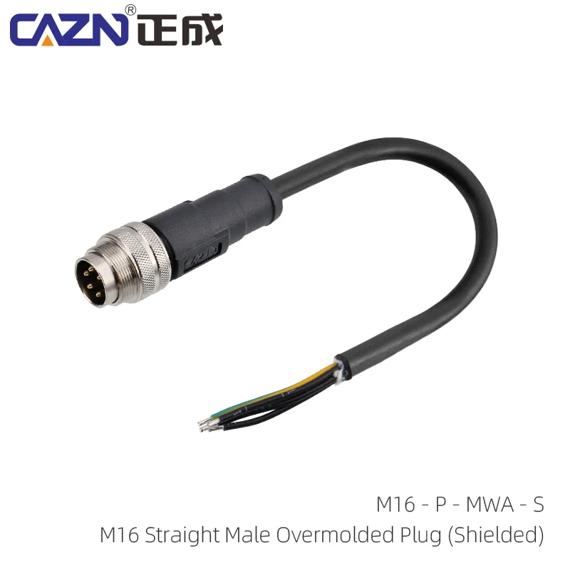 M16 Shielded Overmolded Aviation Plug 2/3/4/5/6/7/8/12/14/16/19/24 Pins PVC Wires IP67 Transmission Sensor Connector