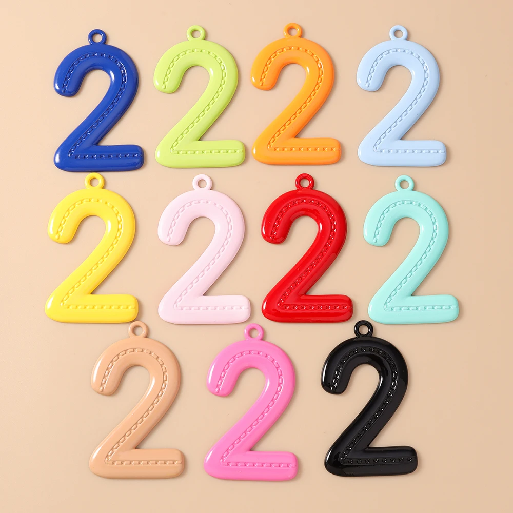 Leslie 5 Stück 51 mm niedliche 0-9 Zahlenanhänger für Schmuckherstellung, DIY Ohrringe, Anhänger, Halsketten, Armbänder, Bastelbedarf – Detail 14