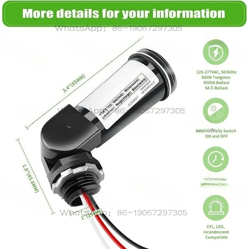 2Pack,Dusk To Dawn/Day Night Sensor, Photoelectric Switch, Photo Cell IP65 Waterproof Photocell for Outdoor Light
