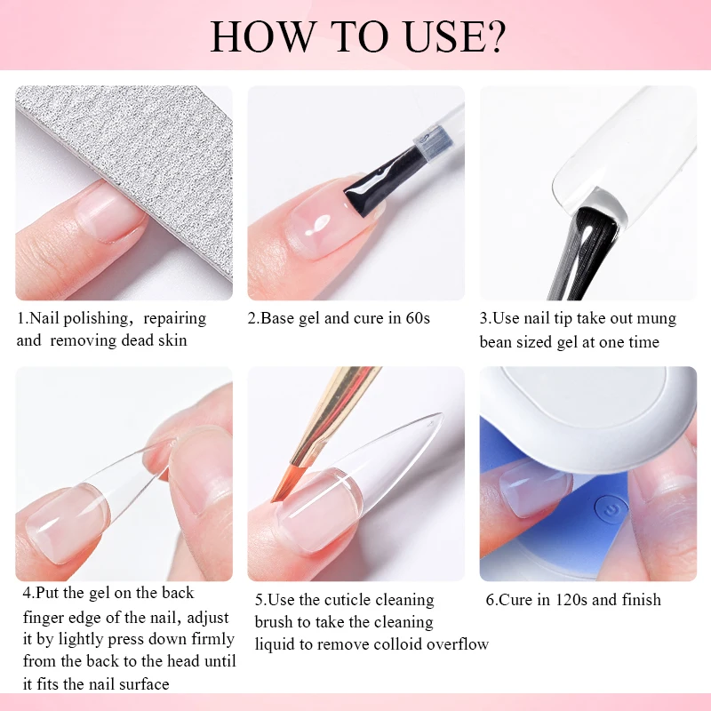 3 IN 1 Soft Nail Tips Gel Transparent Nail Tips Gel For False Nails Extension Strong Adhesive Tip Glue UV LED Soak Off Manicure image 6
