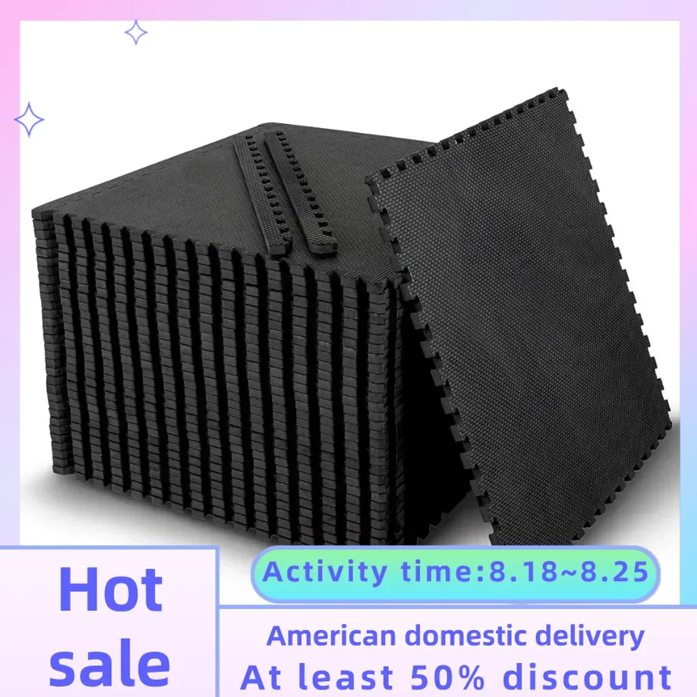 

Exercise Mat Interlocking Foam and Tile Mats . Floor Padding for Small Child. Black Color 18 X 18 X ½ Thick 32 Sheet 81 SQFT