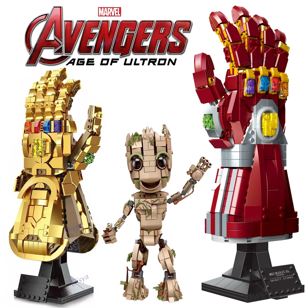 Disney-guante Infinity de Iron Man, guantelete, Marvel, Thanos, vengadores, Iron Man, héroes, arma, GROOT, juguete, bloques de construcción, regalo