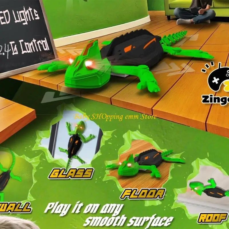 23GD Wall Crawling Toy con geckos muro regalos educativos LED Geckos, Robot control remoto recargable Juguete
