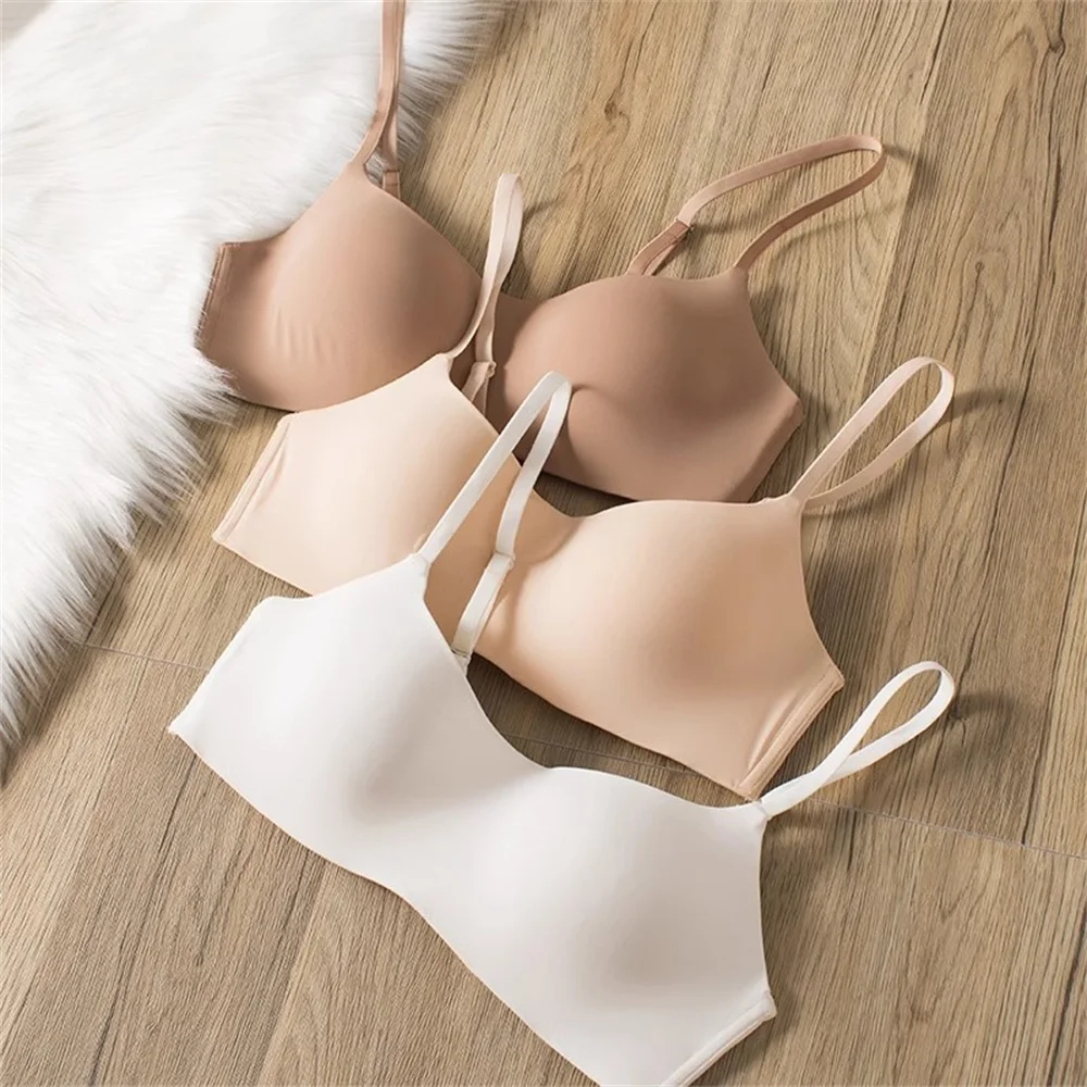 Thin Seamless Women\'s Underwear Wireless  Push-Up Bra For Small Breast Solid Color Comfort Female Lingerie Adjustable Strap Bras