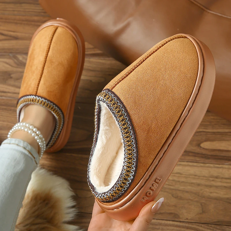 Fashion Women's Slippers Home Fluffy Luxury Designer Woman Shoes 2025 Winter Indoor Fuzzy Fur Slides Casual Platform Footwear