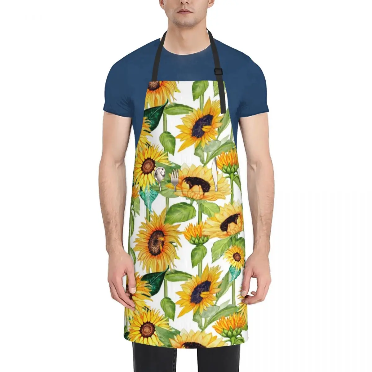 

sunflower art , watercolor Apron Kitchen Items barber men Art Things For Kitchen Apron