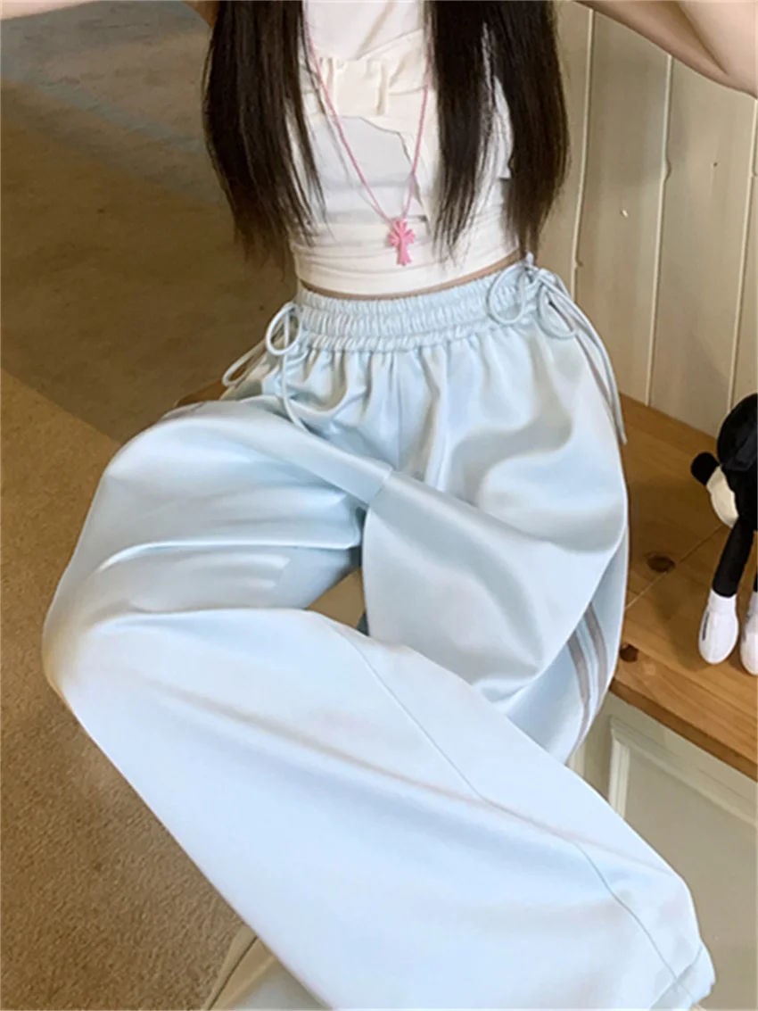 PLAMTEE Chic Sports Pants Straight Women Loose New Arrival Mujer Casual Summer All Match Fashion 2024 High Street Wide Leg