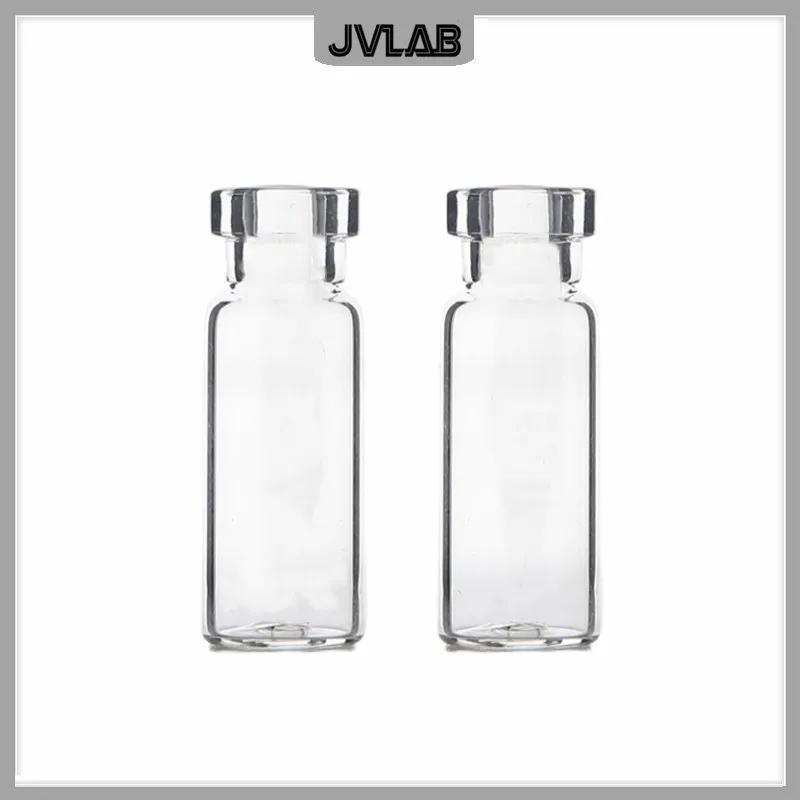 Crimp Ring Vials Clear Crimp-top Headspace Vial Chromatography Vial 1.5mL For GC HPLC Aluminum Cap W/ Silicone/PTFE Septa 100PCS