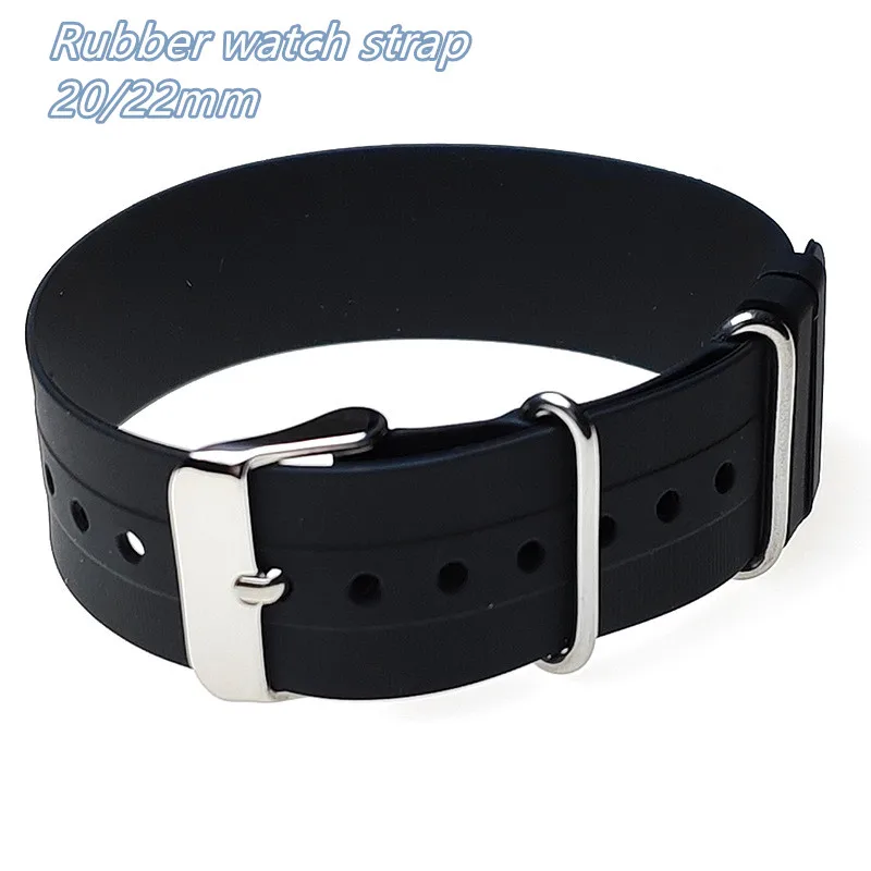 20MM 22MM High Quality Rubber Watch Band Wristband Silicone Sport Watch  Strap Accessories Steel Buckle WristBand