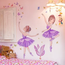 Cute Butterfly girl flower living room decorative stickers Girl Room Children bedroom background wall decorative wall stickers