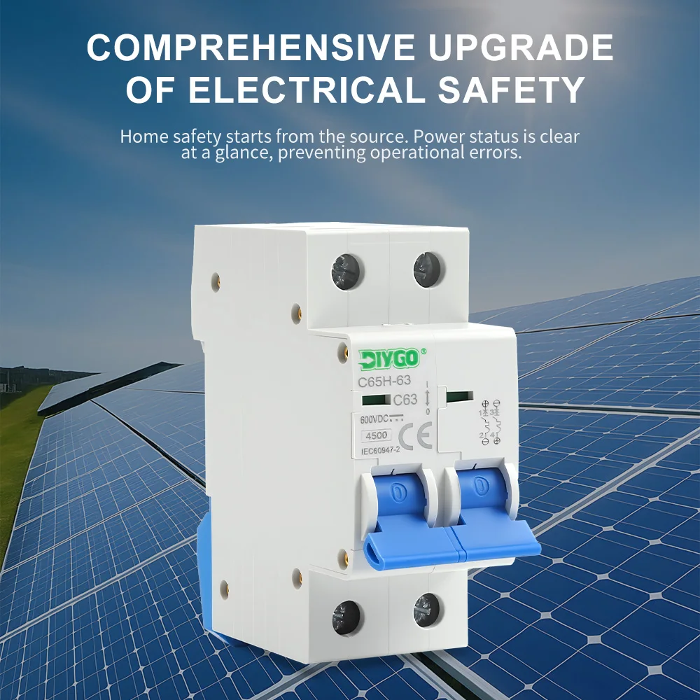DC-Schutzschalter für Solar-PV-Systeme, Miniatur-Schutzschalter 6/10/16/20/25/32/40/50/63A, Überlast- und Kurzschlussschutz, DIN-Schienenmontage – Detail 5