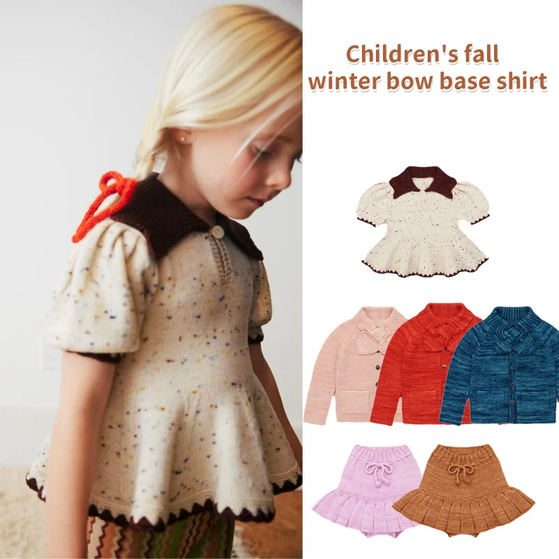 

2024 New autumn and winter sweater Top skirt Children's clothes Girls boys clothes Warm suits Autumn and winter fashion wear