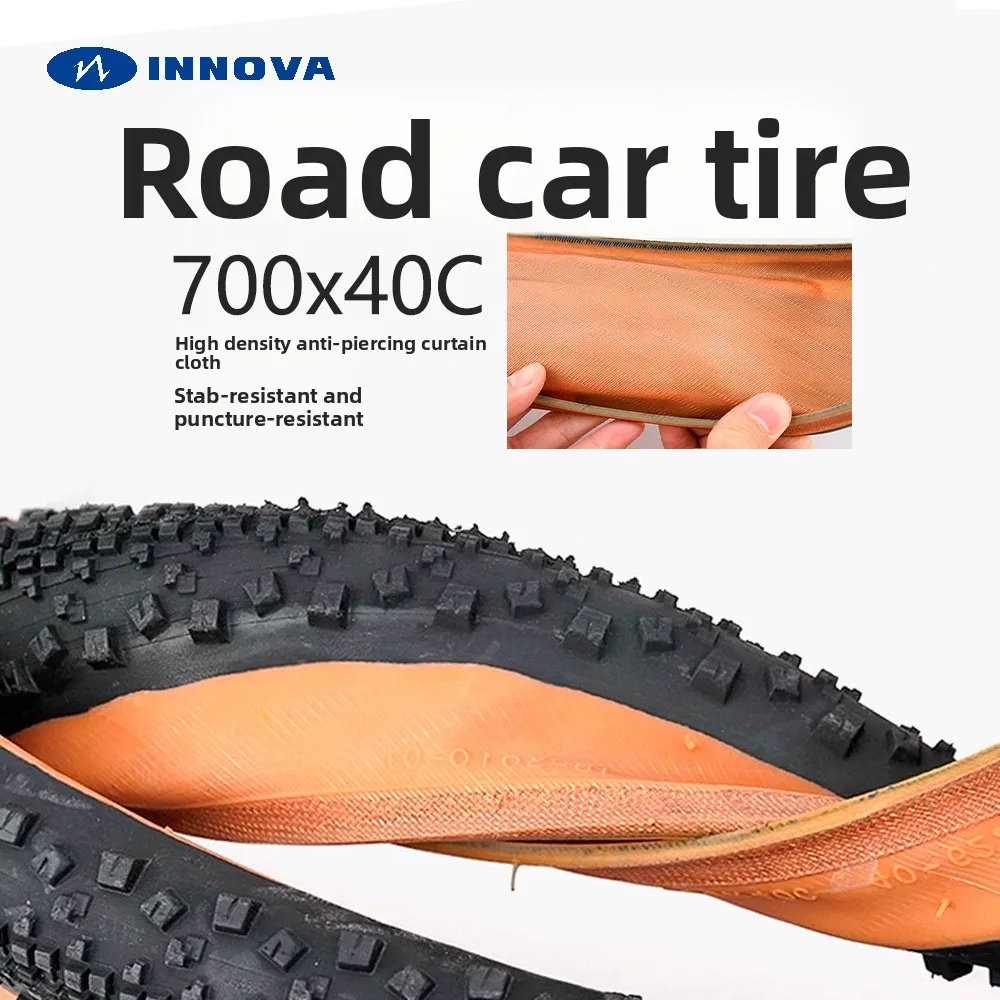 إطارات INNOVA Premium لدراجة الطريق الداخلية والخارجية 700 × 40C - قبضة عالية، مقاومة للاهتراء، متينة، متدحرجة ناعمة مع جدار جانبي أصفر